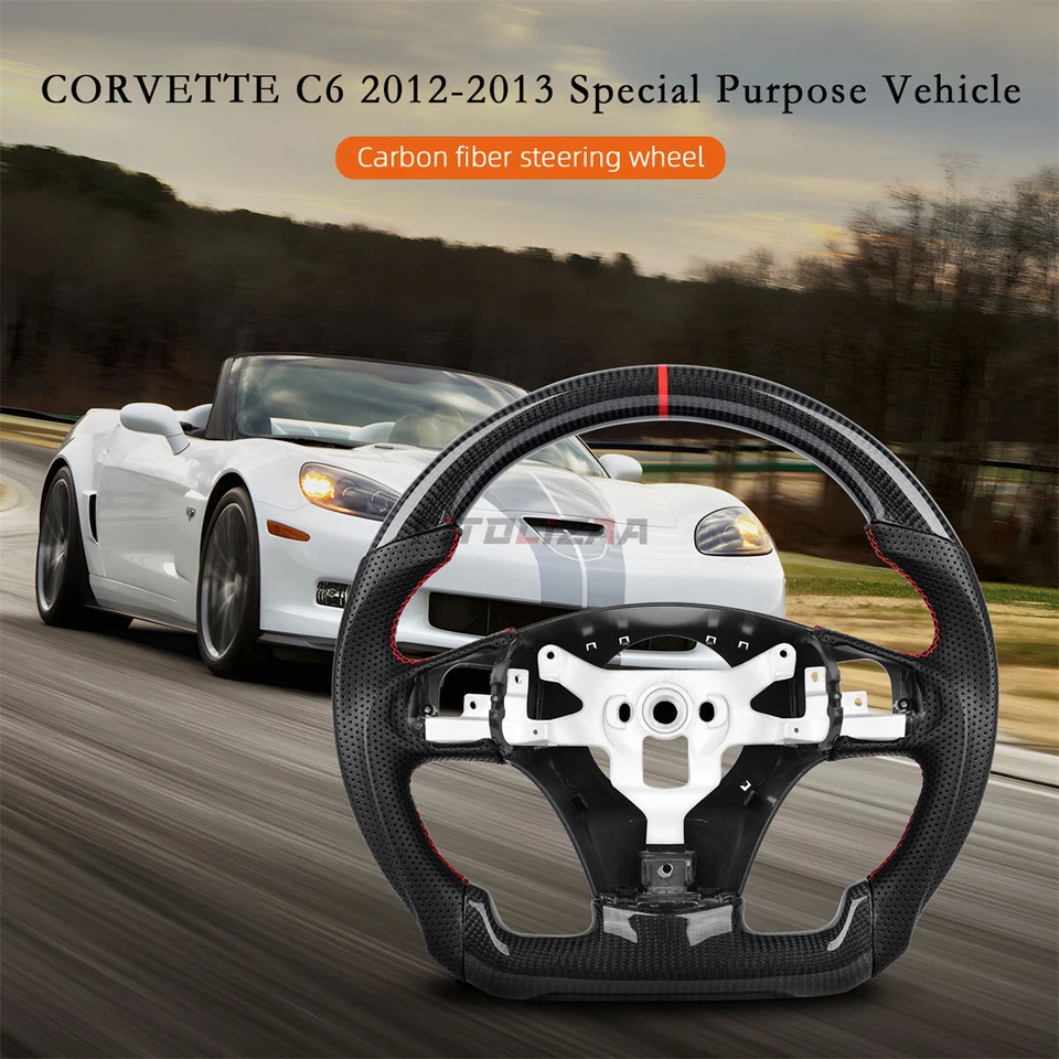 Carbon Fiber Steering Wheel For Chevrolet Corvette C6 ZR1 Z06 2012-13 W/ Paddles Foto 3 de 4