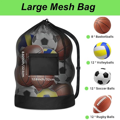 Extra Large Sports Mesh Bag Heavy Duty Basketball Volleyball Baseball Swimming - Picture 4 of 6