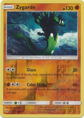 Pokemon Forbidden Light Zygarde Rare Reverse Holo 72/131