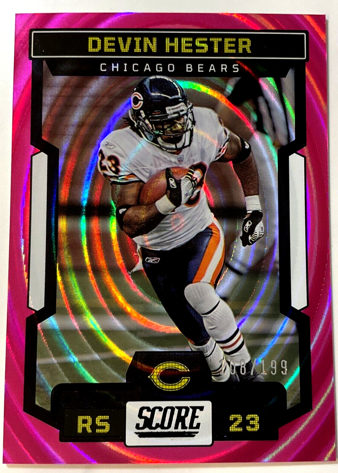 2023 Score Devin Hester #108 HOF Bears Pink Refractor /199