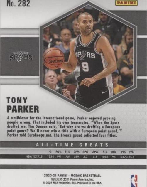 その他 TONY PARKER auto 2020-21 Panini Mosaic Red Wave All-Time Greats #282 Tony