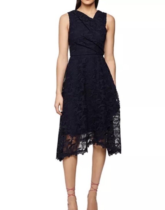 chinese dress ladies Rent Reiss Navy Lace Wrap Midi Dress