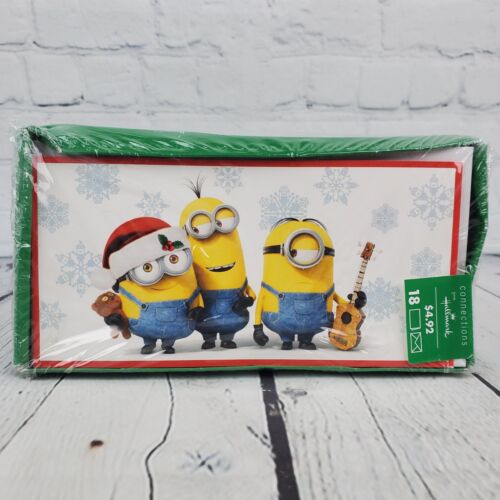 Hallmark MINIONS Christmas Cards 18 NEW Despicable Me Wishing Joy Read Box Damag - Picture 1 of 4