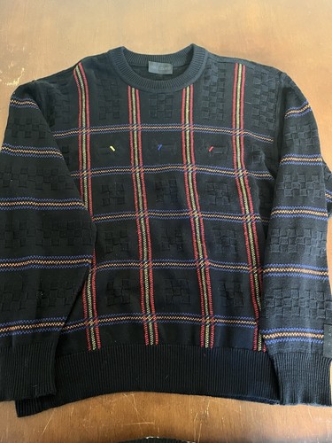 Carlo Colucci Plaid Scottie Dog Black Sweater Large 52