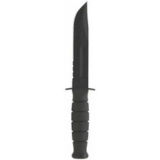 KA-BAR 5.25" Fixed Blade Short Serrated Knife w/ Sheath - Black