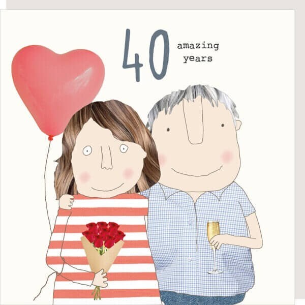 Ruby Anniversary Card 40 Amazing Years Celebrate Heart – Rosie Made A Thing