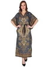 Women's Kaftan Dresses Tunic Kimono Maxi Caftan Plus Size Long Dress Grey