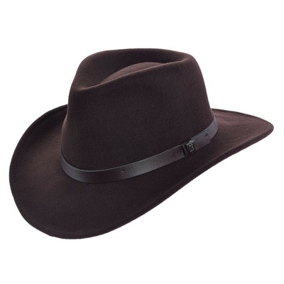 Black Chocolate Large Dorfman Pacific Scala Classico Mens Crushable Felt Outback Hat