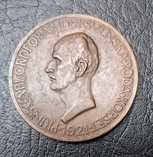 Medaglione Svezia Prins Carl Ordforand Svenska,Roda,Korset 1921
