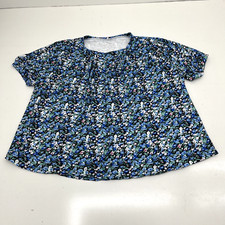 Blue Floral Print Round Neck Short Sleeve T-Shirt Women's Size 4X-Large NEW