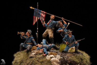 George Custer Battle of Little Bighorn bemalter Blechspielzeug Soldat Vorverk...