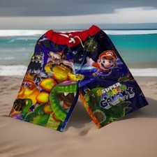 Super Mario Galaxy Boys Swim Trunks With Pockets Size Large 10-12 