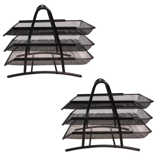 US Mesh Notebook Letter Tray 3 Tier Desk Organizer For Office Supplies Folders - Picture 4 of 17