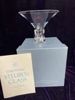 Vtg Steuben Clear Glass Trumpet Vase Thumbprint Design W/Box &  Books Hand Blown