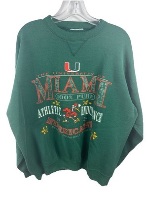Miami Hurricanes Vtg Crewneck Sweatshirt Sebastian The Ibis - Men s Large