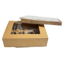 Lot 20 Brown Kraft Cardboard Cupcake Boxes Bakery W/ Window Each Holds 12 Cakes