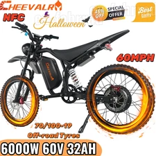 6000W Electric Dirt Bike E-Mountainbike 60V 32AH 60MPH NFC Adult Off-road Ebike