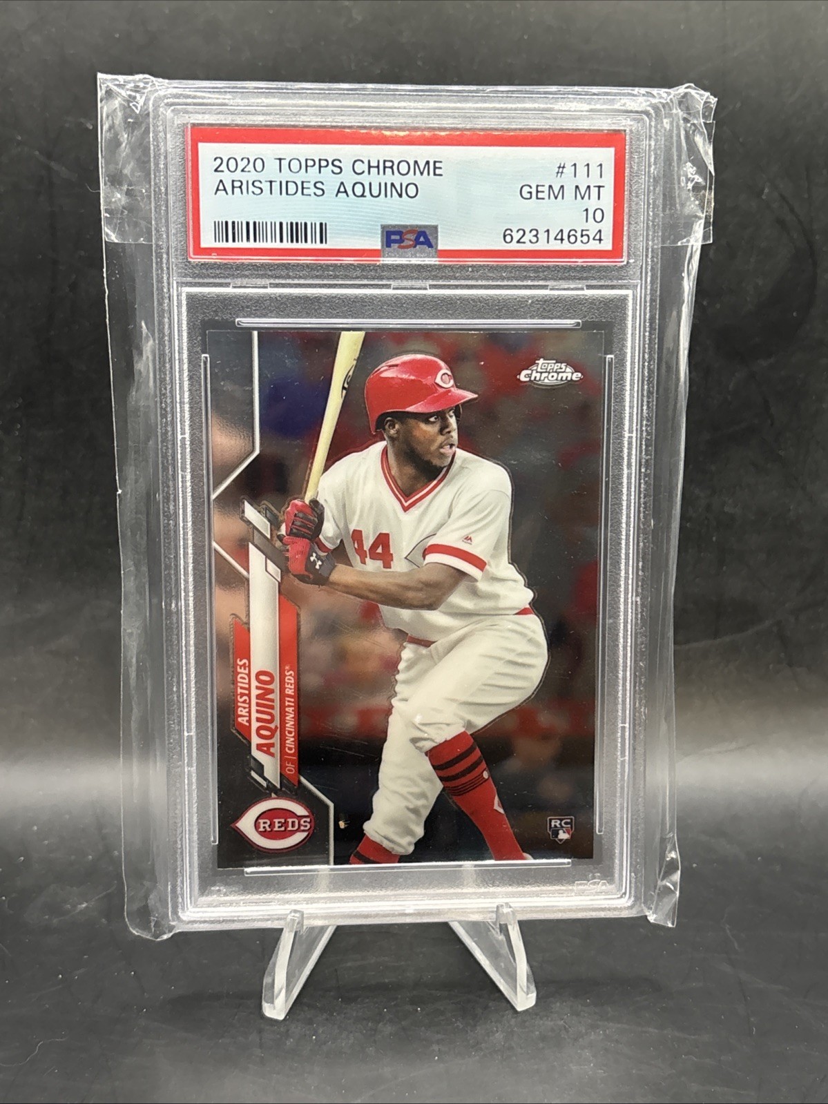 2020 Topps Chrome - Aristides Aquino #111 Batting (RC) PSA 10
