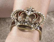 Fennco Styles Enameled Crown Napkin Rings, Elegant Jeweled, Set of Six (001)