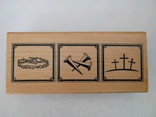 Ann-ticipations Vintage Easter Crosses Nails Crown 1523J Large Wood Rubber Stamp