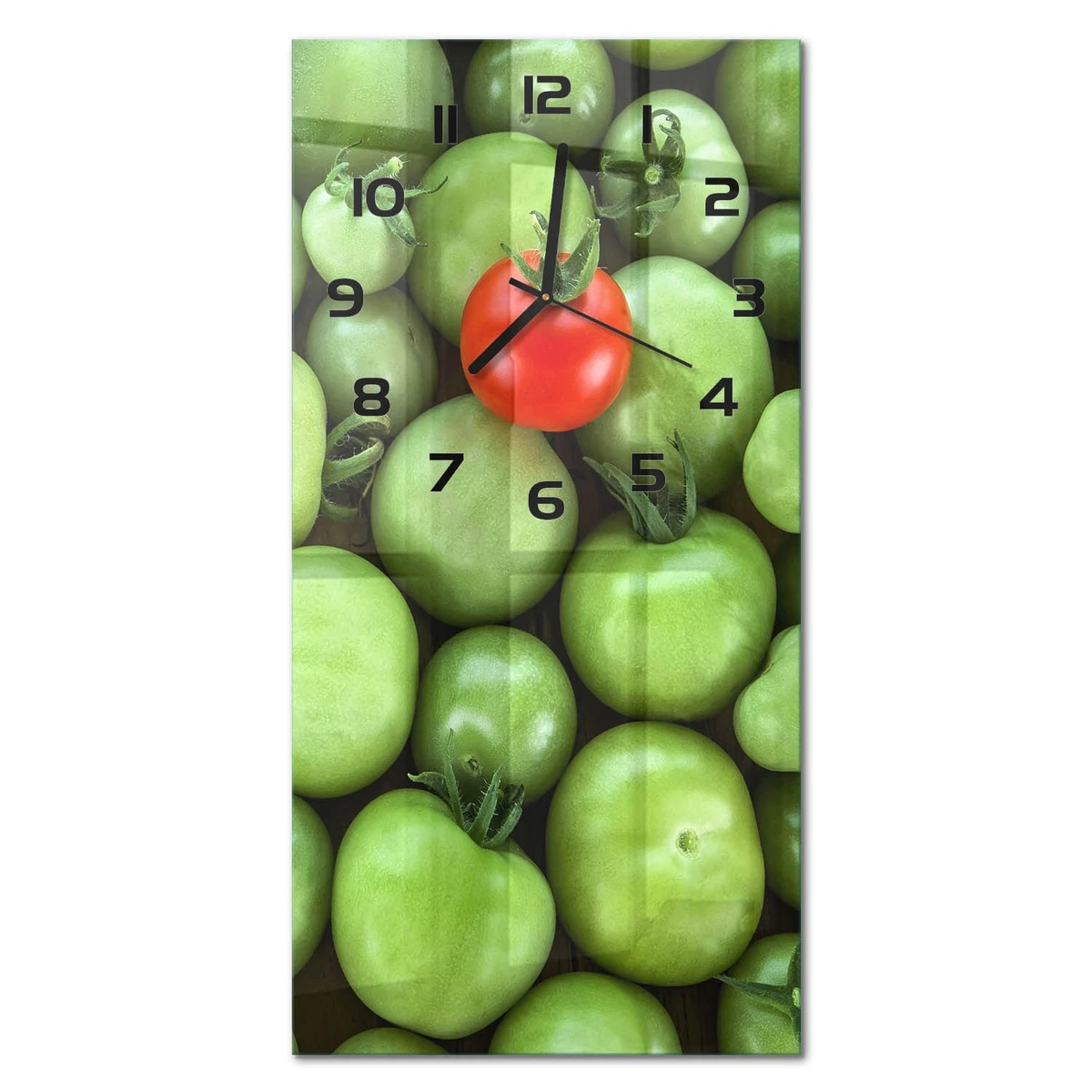 Reloj de Pared Rectangular Decorativo Cristal Templado Tomate Maduro 30x60 cm