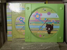 Sanrio Chococat Green Wall Clock 2006 Floral Design Keeps time properly !