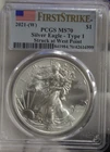 2021 (W) US Silver Eagle $1 PCGS MS70 Ty1 First Strike Flag Label