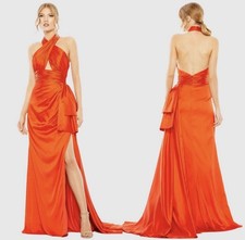 Mac Duggal Gathered Halter Gown Size 8 Floor Length Cut Out MSRP $598
