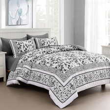 Dobuyly Floral Queen Comforter Set 7 Piece Bed In A Bag Queen Size Grey Flowers