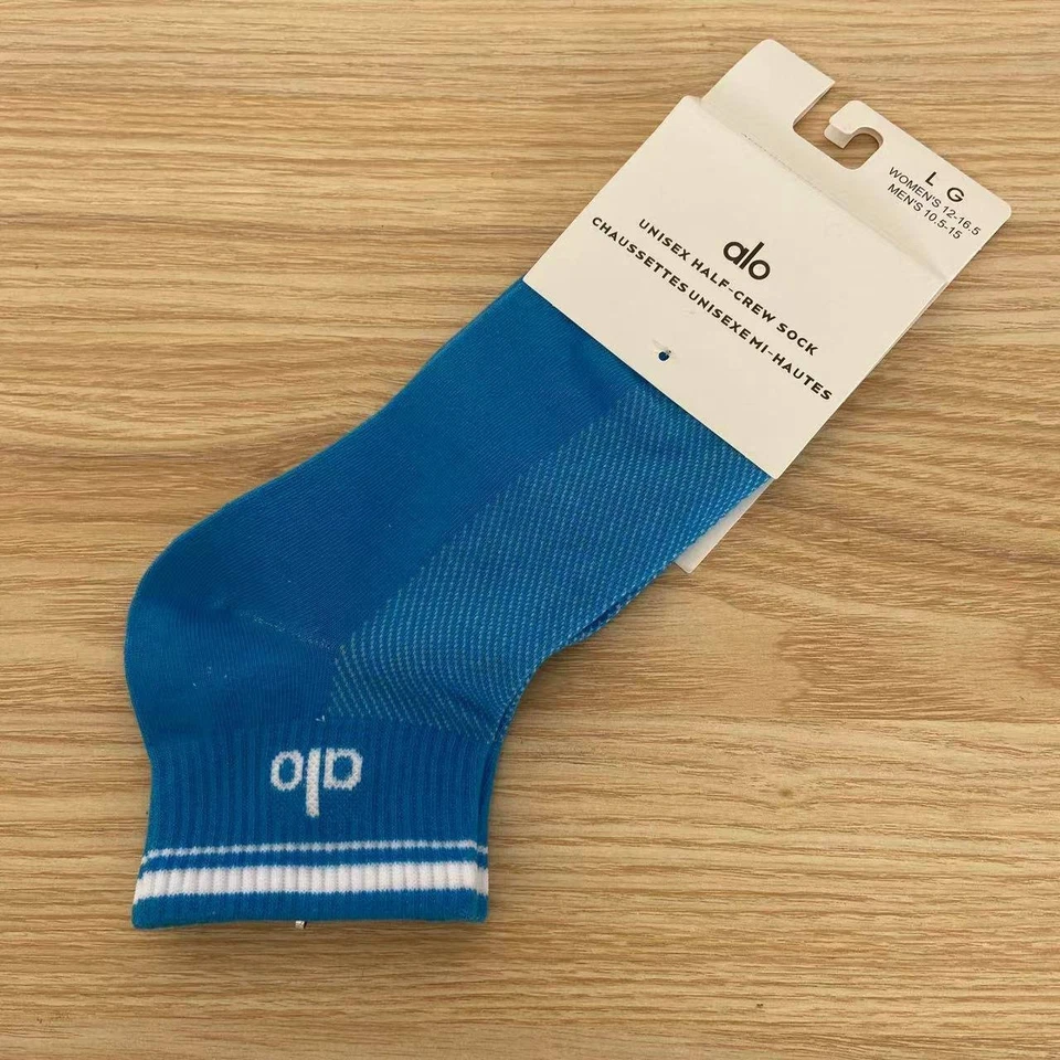 Nuevo 4 Pares ALO Yoga Medio Crew Calcetines Retro Unisex Talla L Negro Blanco Rosa Azul Foto 3 de 4