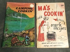 Vtg Ma’s Cooking Ozark Recipes She Shed Decor + Camp Cooking Cookbook Set