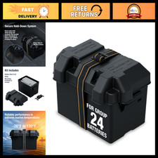 Non-vented Battery Box With Mounting Strap For Group 24 Batteries - Black Storag