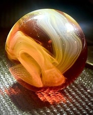 CAC Christensen agate vintage SUNSET SWIRL Shooter marble Orange Red