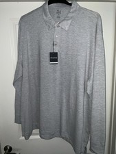 Jos. A. Bank Men's Tailored Fit Polo Shirt Size 4X NWT Long Sleeves Gray