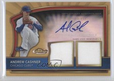 2011 Finest Gold Refractor Rookie Dual Relics 14/69 Andrew Cashner #87 Auto 1q9