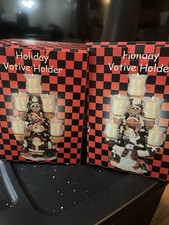 Set of 2 Woodland Christmas Tree 5 Votive Candle Holders w Box Decor