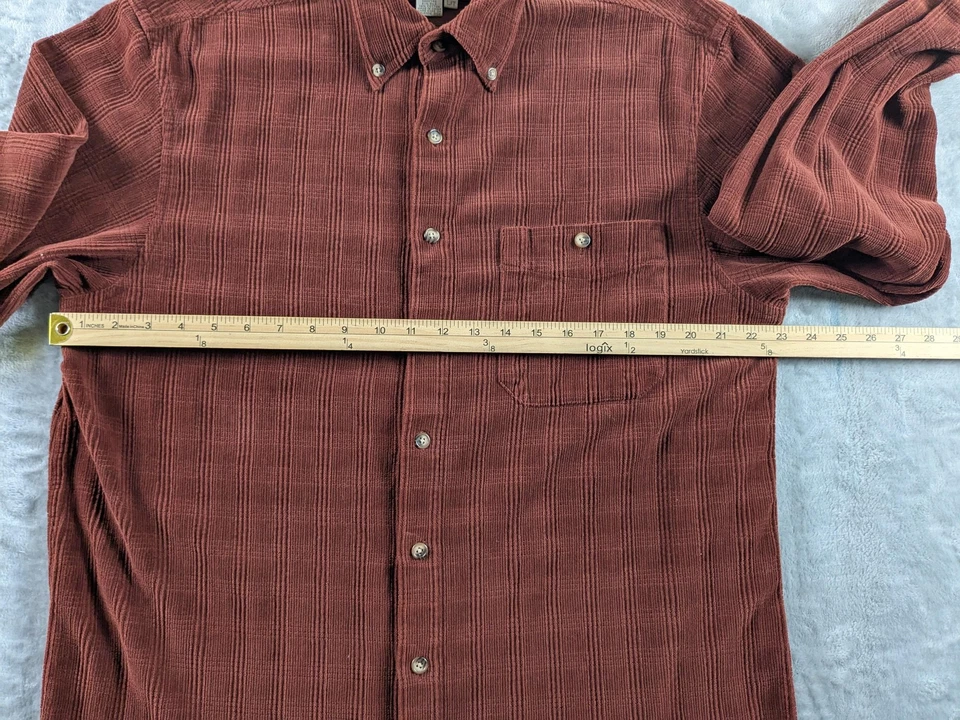 The Territory Ahead Shirt Mens Large Tall Rust Cotton Silk Corduroy Button Down - Image 4 of 4