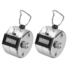 Pitch Counter Clicker, 4-Digit Number Clicker for Counting 2 Pcs Black/Silver