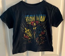 Size 5/6 Kids Marvel Comics Iron Man Navy Blue Short Sleeve Shirt