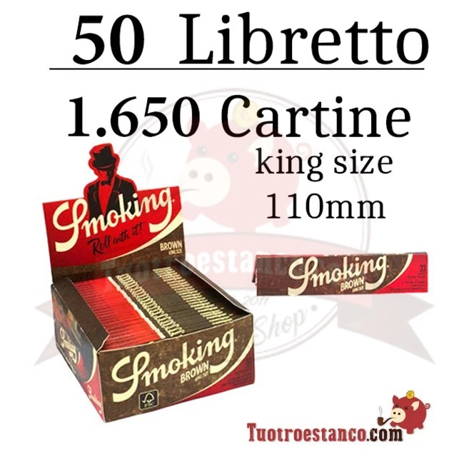 Cartine Smoking Marrone Lunghe Brown King Size Scatola 50 Libretti - Immagine 3 di 4