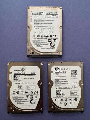 Lot of (3) Seagate 500GB 2.5  Laptop Thin SSHD ST500LM000 Internal SATA Drives