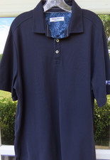 Tommy Bahama Island Zone Mens Cotton Navy Blue Marlin Pullover Polo Shirt Large