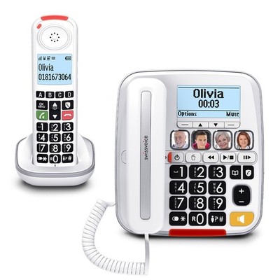 SWISSVOICE 3355 DECT 6.0 Corded Big Button Phone for Elderly with Answering...