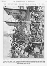 Model of HMS VICTORY Leaving Poole Harbour - Vintage Print 1932