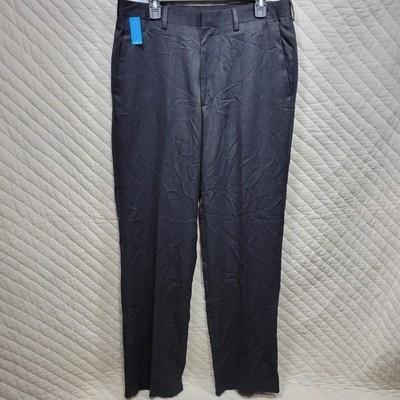 NEW Haggar Gray Flat Front Gab Dress Pants Mens Size 34x34 $65 MSRP