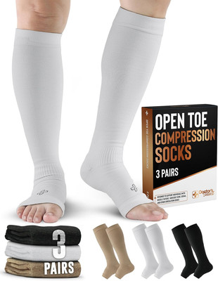 Doctor'S Select 3 Pairs Copper Toeless Compression Socks Women & Men - 20-30 Mmh
