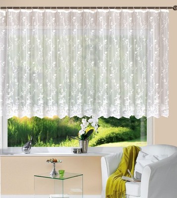 Gardine Store Jacquard Mainz Weiß Kräuselband Vorhang HxB 145x600 cm