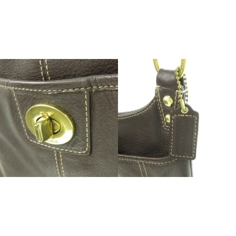 COACH Torba na ramię Crossbody Skóra Turn Lock Logo Charm Brązowy F19265 AO4 GY18 - Zdjęcie 5 z 9