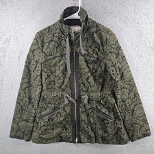 Chaqueta utilitaria Hei Hei Anthropologie verde oliva floral terciopelo Burnout pequeña