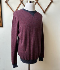 J.Crew Cotton Knit Striped Sweater Men's size Extra Large XL Navy/Red